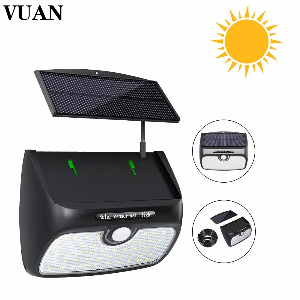 

Upgrated 48 LED Solar Lamp For Outdoor Garden Wall Yard Fence With Line Separable Solar Power Light Three Working Modes