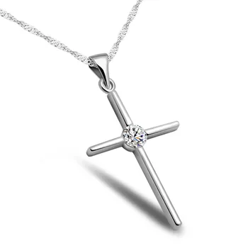 

High-quality fashion female sterling silver chain necklace cross pendant 925 silver necklace womenchoker metal padlock chains