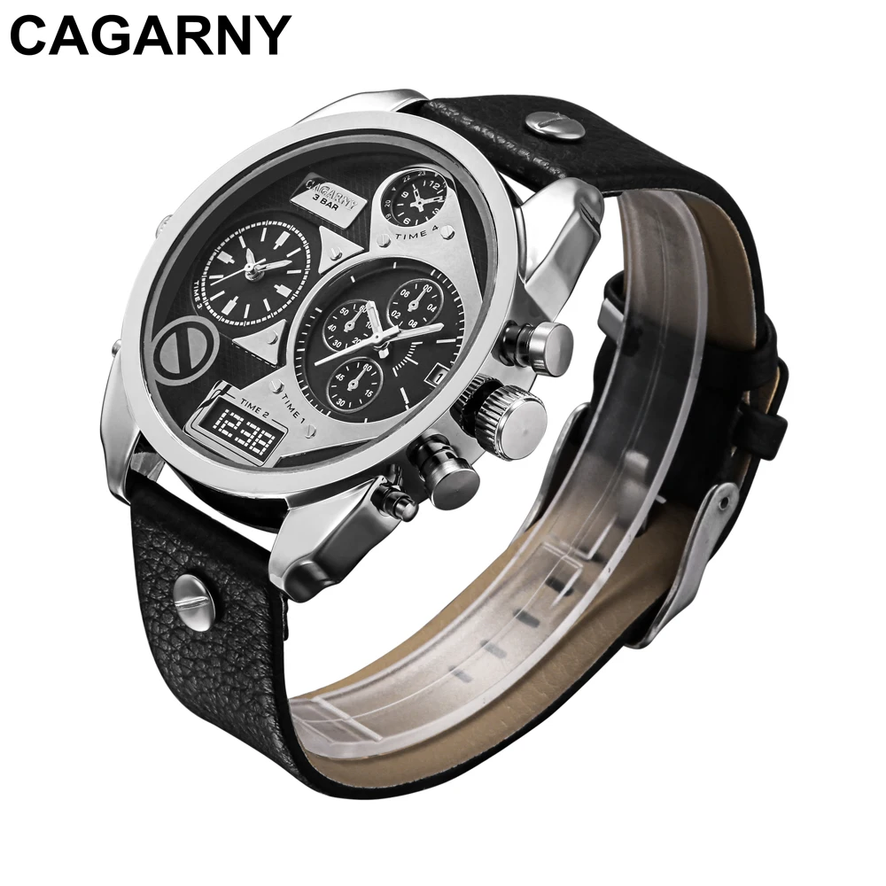 mens military watches army dual times large dial quartz watch for brave men male clock free shipping (2)