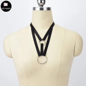 

Women Fashion Crop Top Neck Body Cage Fetish Wear Bondage Harness Harajuku Adjustable Gothic Neck Harness Rave Body Harness