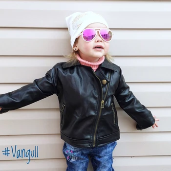 

Girls PU jacket 2-7 year old girls motorcycle leather stylish diagonal zipper leather spring and autumn fashion hot sale cool