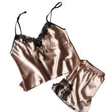 Сексуальные женские кружевные шелковые пижамы, наборы,, дизайн, короткие штаны, пижамные комплекты, топы с v-образном вырезом, пижамные комплекты