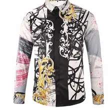 Мужская рубашка с модным принтом и длинным рукавом для мужчин