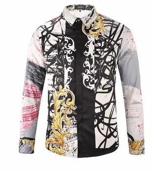 

Men Dress Shirt with fashion Print Long Sleeve Men