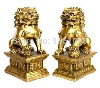 

xd 00213 pair of tibet brass statue foo dogs/Lions