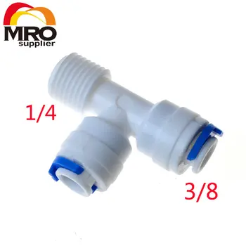 

5pcs 1/4" male 3/8" tube OD Hose Type T Qucik Connection RO Water Connector Fittings Reverse Osmosis Aquarium System ST004 G