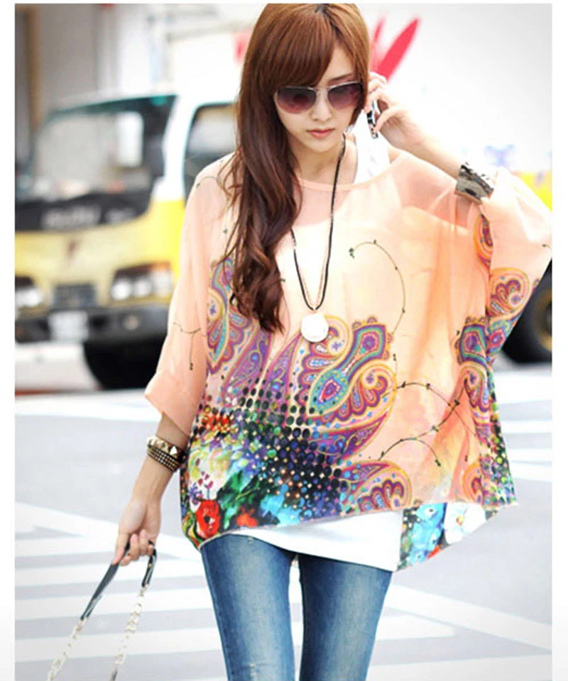 チャーミングフラワープリント女性プラスサイズのシャツ16新しいファッション夏トップス女の子トップスレディースシアーブラウス低価格卸売 Sheer Blouse Blouse Fashionblouses Plus Aliexpress