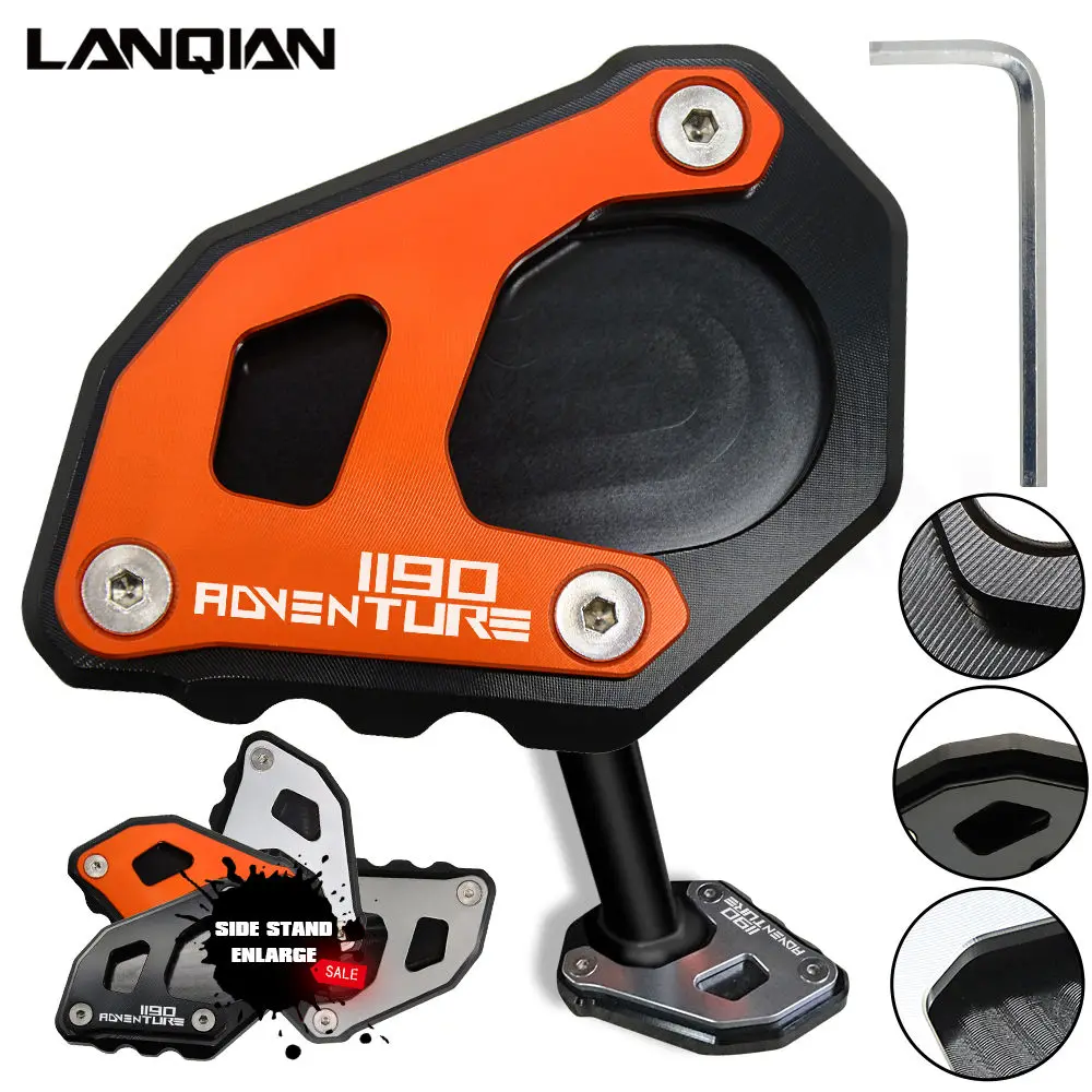 Black For 1190 ADV Motorcycle Kickstand Side Stand Plate Pad Enlarge