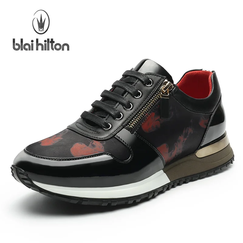 

Blai Hilton New Fashion Spring/Autumn Wedge Men Shoes High Quality PU Personality Side Zip Mens Designer Casual Shoes