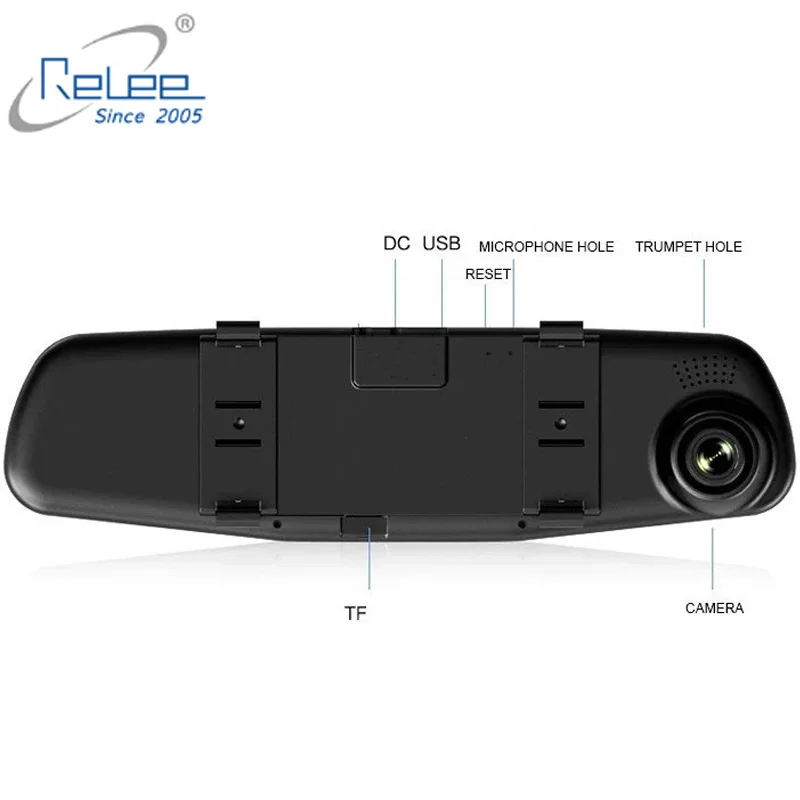 Relee Автомобиль blackbox 4,3 дюймов зеркало заднего вида камера заднего вида Автомобильный видеорегистратор Система двойной объектив видеорегистратор для автомобиля