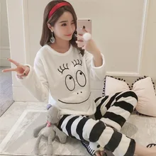 Для взрослых женщин Kawaii Единорог фланелевый Пижамный костюм наборы мультфильм животных толстый комплект плюшевая пижама ночная рубашка костюм пижама розовый