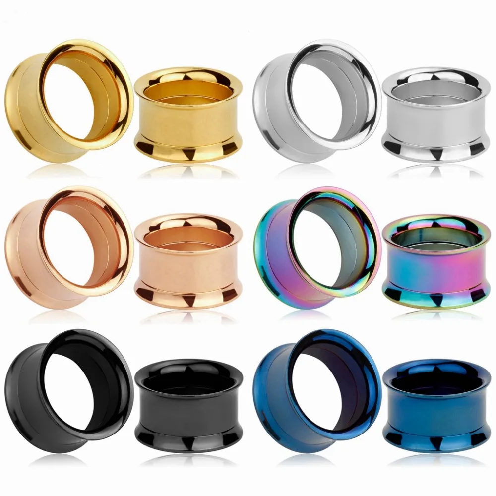 2 pieces Double Flare Ear Tunnels Ear Expander Ear Gauge Plug 316L Stainless Steel Ear Plugs