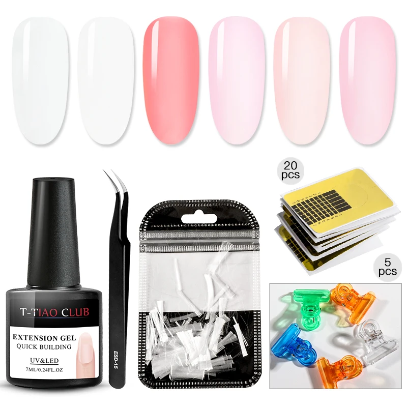

T-TIAO CLUB Acrylic Poly Extension Gel Quick Building Gel Polish Clear Pink Nude Nail Tips Builder UV Gel Nail Art Soak Off