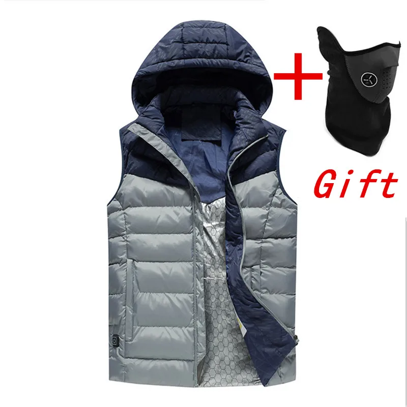 

2018 Winter Men Women Electric Heated Vest Heating Waistcoat Thermal Warm Clothing Feather Hot Sale Hiking Sleeveless Jacket Hat