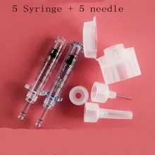 5 шт. шприц ампульная головка 0,3 мл и 5 шт. игла для гиалуронового пистолета гиалуроника ручка высокого давления для удаления морщин водяной шприц
