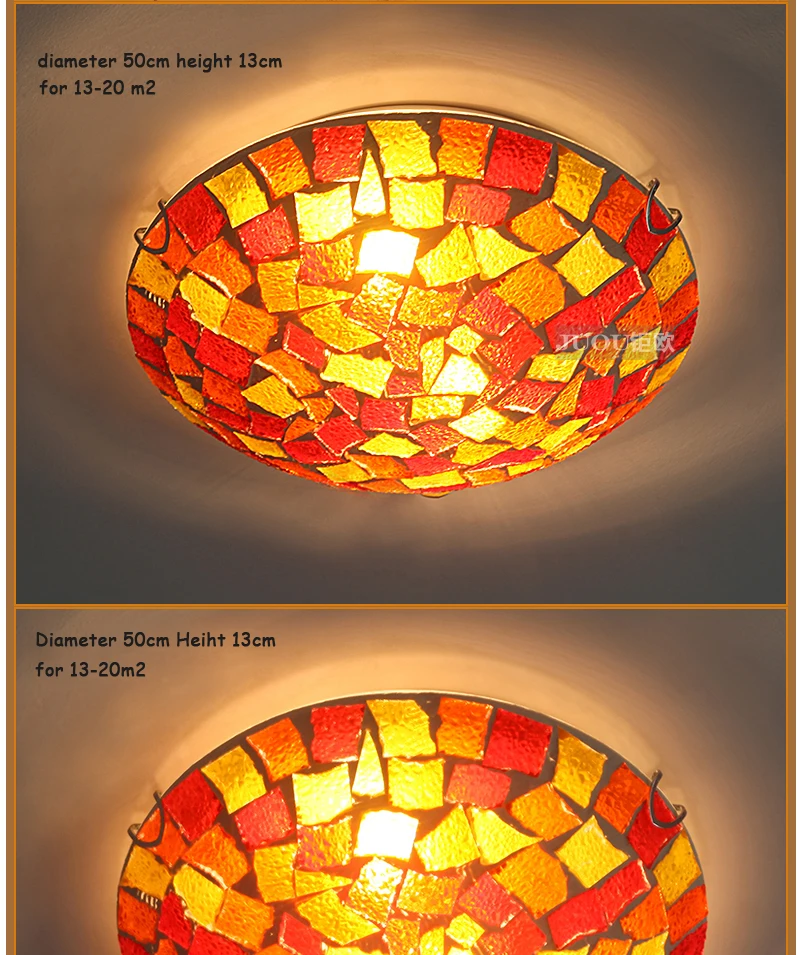 Тиффани деревенский мозаичный цветной стеклянный светодиодный потолочный светильник домашний деко романтическая спальня железные потолочные светильники