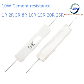 

10pcs 10W Cement resistance 1 2 5 8 10 15 20 22 24 27 25 ohm 1R 2R 5R 8R 10R 15R 20R 24R 25R 5% 10w Cement resistance