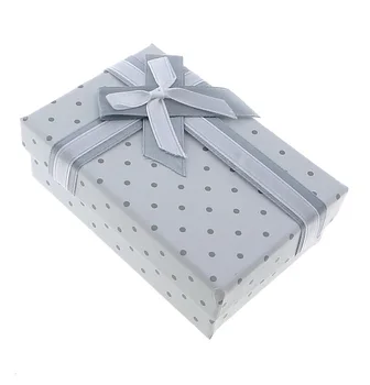 

YYW 24PCs Cardboard Jewelry Pendant Necklace Set Box 93x60mm Rectangle White Grey Spot Bowknot Accessories Packing Cases Box