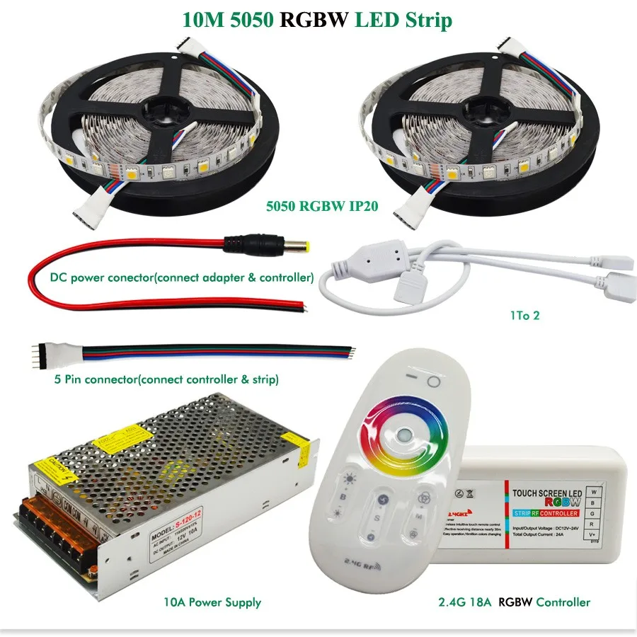 DC12V) Светодиодная лента с usb-питанием 5050 SMD RGBW/RGBWW Водонепроницаемый/не Водонепроницаемый+ 2,4G RF контроллер+ Мощность адаптер Комплект 5, 10 м, 15 м, 20 м