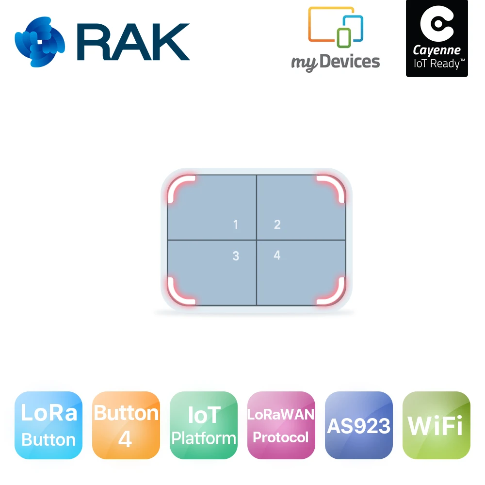 

RAK612 LoRa/LoRaWAN Program Button with Nodered tutorial, Support AS923, 868/915MHz, Smart IoT LoRa Button Hardware