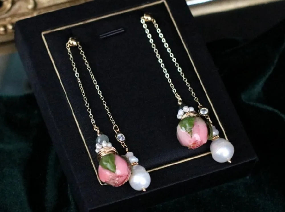 CSxjd Роскошные модные очаровательные ювелирные изделия гвоздики сушеные цветы натуральный жемчуг серьги аксессуары для женщин