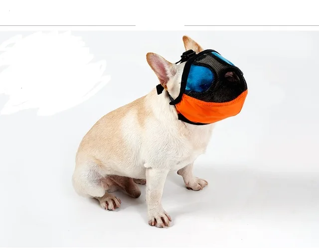 orange Дышащий намордник для собаки нейлоновая маска сетка коры намордник для маленькой собачки удобный регулируемый дизайн уход против укуса - Цвет: orange