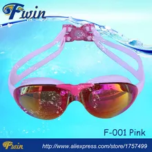 Fashionable cool comfortable pink women anti fog wide vision swim goggles UV400 font b swimming b