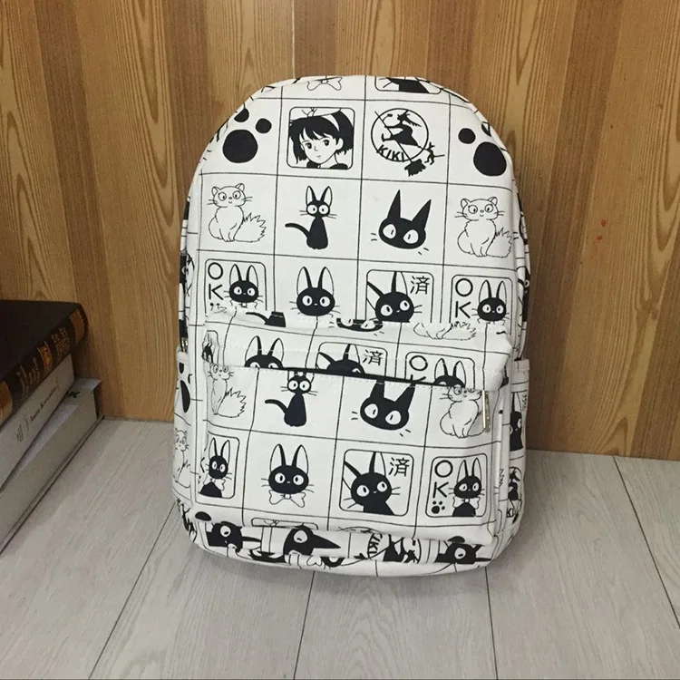 

Kiki's Delivery Service Action Figure Black Cat Printed Cartoon Primary School Student Canvas Fashion Lolita Backpack Schoolbag