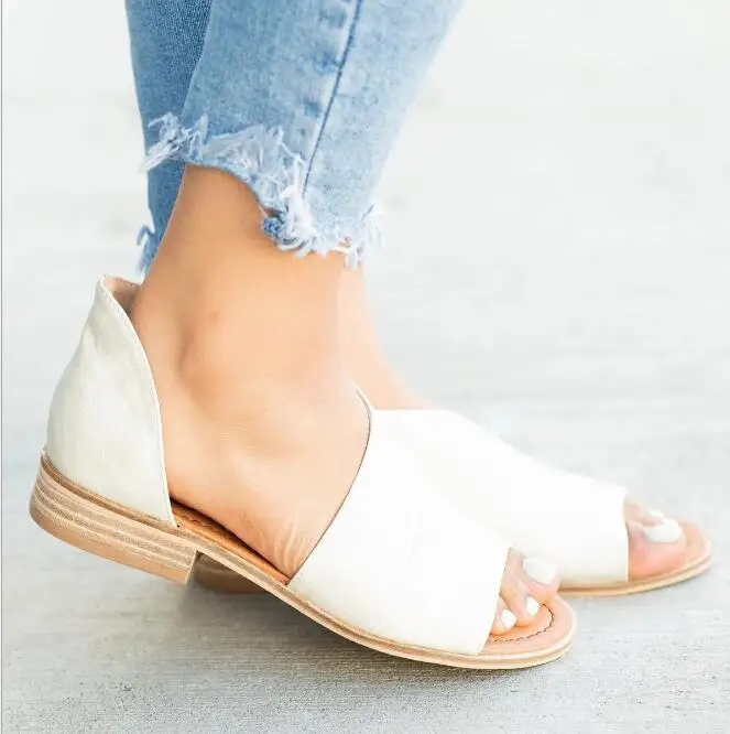 Классическая Летняя женская обувь; сандалии; модная женская пляжная обувь; обувь в римском стиле на низком каблуке; удобная женская обувь на платформе;* 879 - Цвет: White