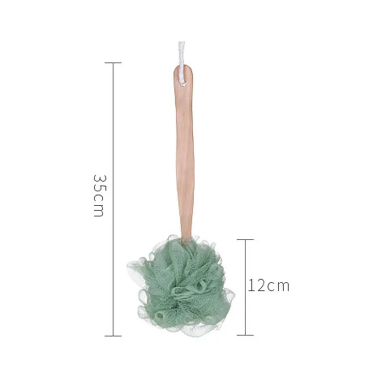 Long Wooden Handle Bath Brush Soft Mesh Ball Back Body Bath Shower Hanging Scrubber Brush Home Bathroom Shower Tool (3)