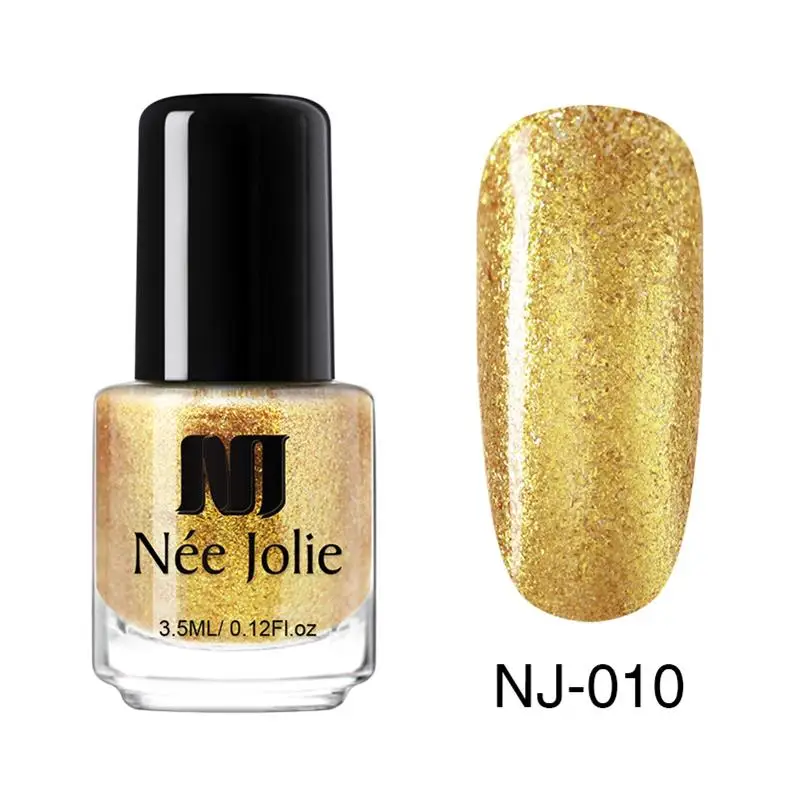NEE JOLIE 3,5 мл Лак для ногтей Хамелеон золотой фиолетовый Чешуйчатый лак для ногтей Блестящие Блестки лак для ногтей черная основа - Цвет: Glitter-010