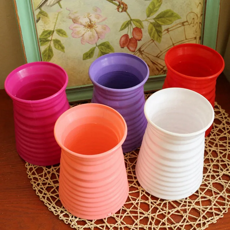 

Plastic Flower Pots Beautiful Plant Artificial Flower Basket Small Vase Storage Vase Basket Plastic Flower Home Decoration