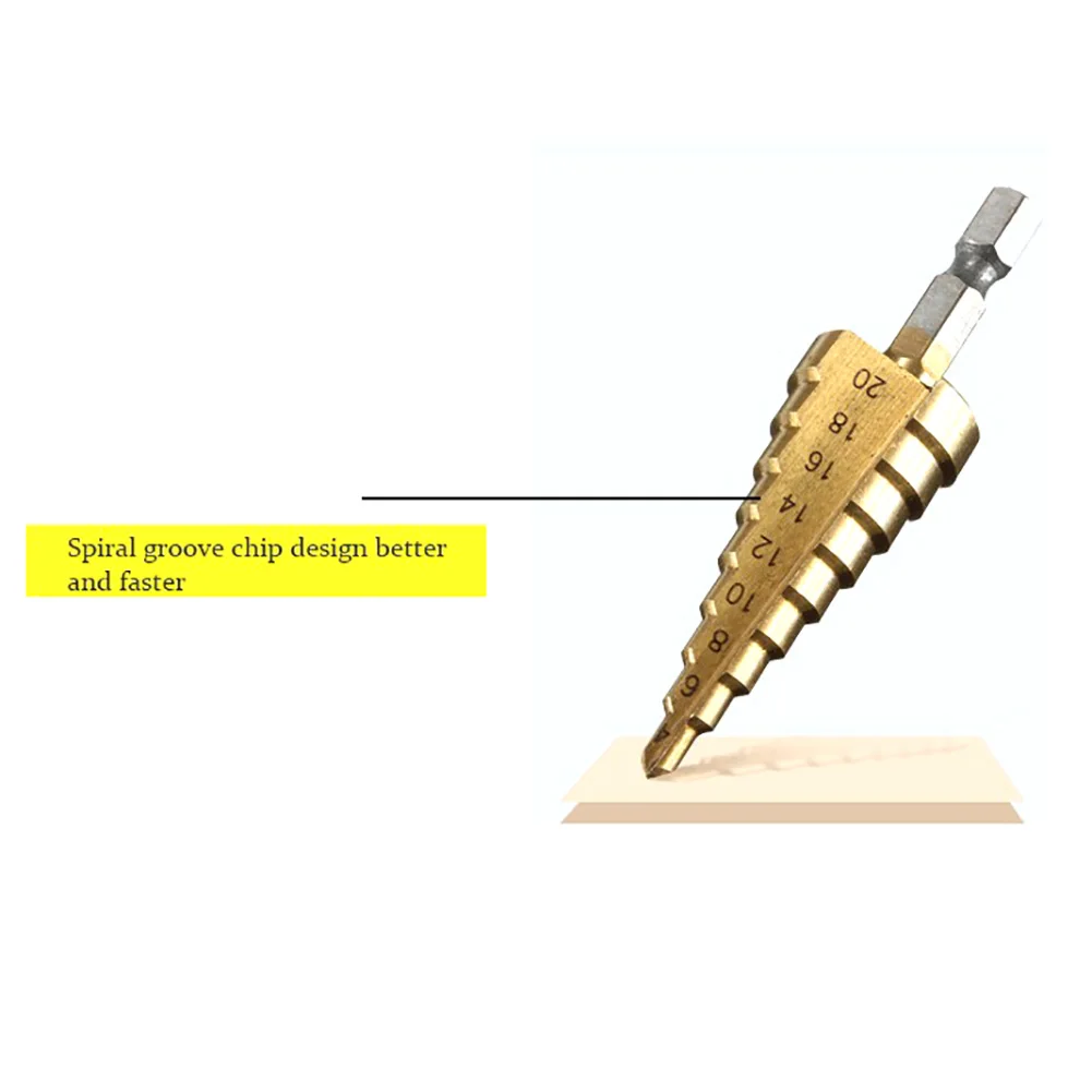 3 шт. набор конических ступенчатых сверл HSS с титановым покрытием, Дырокол 3-12, 4-12, 4-20 мм, пагода, сверла, сверла по дереву