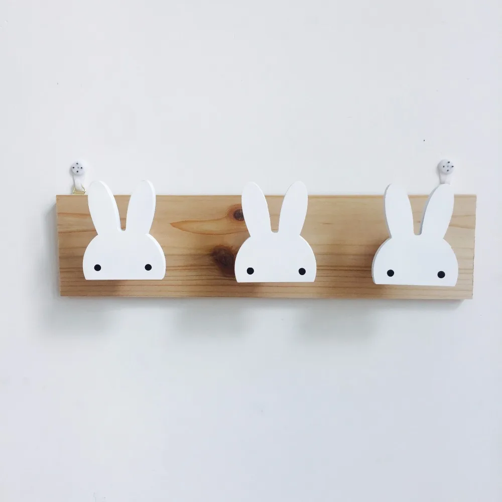

1PC Nordic Europe Wind Rabbit Hook Wood Clothes Hooks On Wall Decorate Kids Children Room ECO Friendly Hanger Hooks MH 010