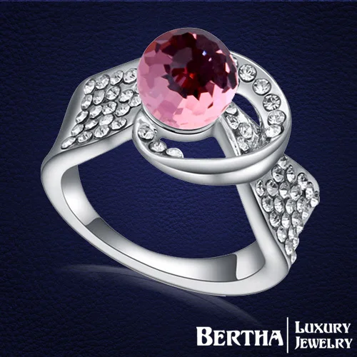 

Promotion Ring Anel Made With Swarovski Elements Austrian Crystal For Women Wedding Party Rings Top Quality Joias Gold Color