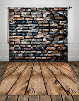 

Vintage Brick wall and Wood Floordrop Custom Photo Prop backdrop backgrounds 5ftX7ft XT-506