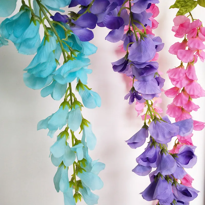 7 штук из ротанга полосы Вистерия искусственная цветы для Свадебная вечеринка Семья Детская комната украшения для самодельного изготовления садовые растения