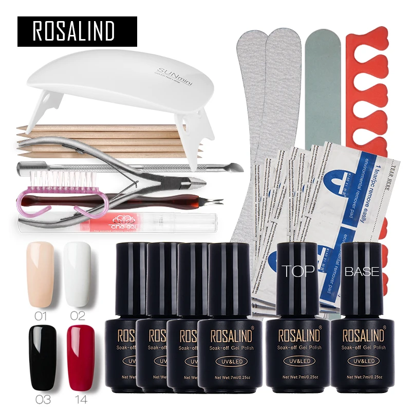

Rosalind Nail Art Tools Cure 6W UV Lamp Gel Polish Soak Off Base Coat Top Coat Gel Nail Nail Manicure Kits Nai