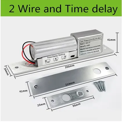 SZBestWell 2/5 провода металлический Электрический Болт замок двери Нормальная/низкая температура с задержкой времени для системы контроля доступа безопасности - Цвет: 2 Wires  delay time