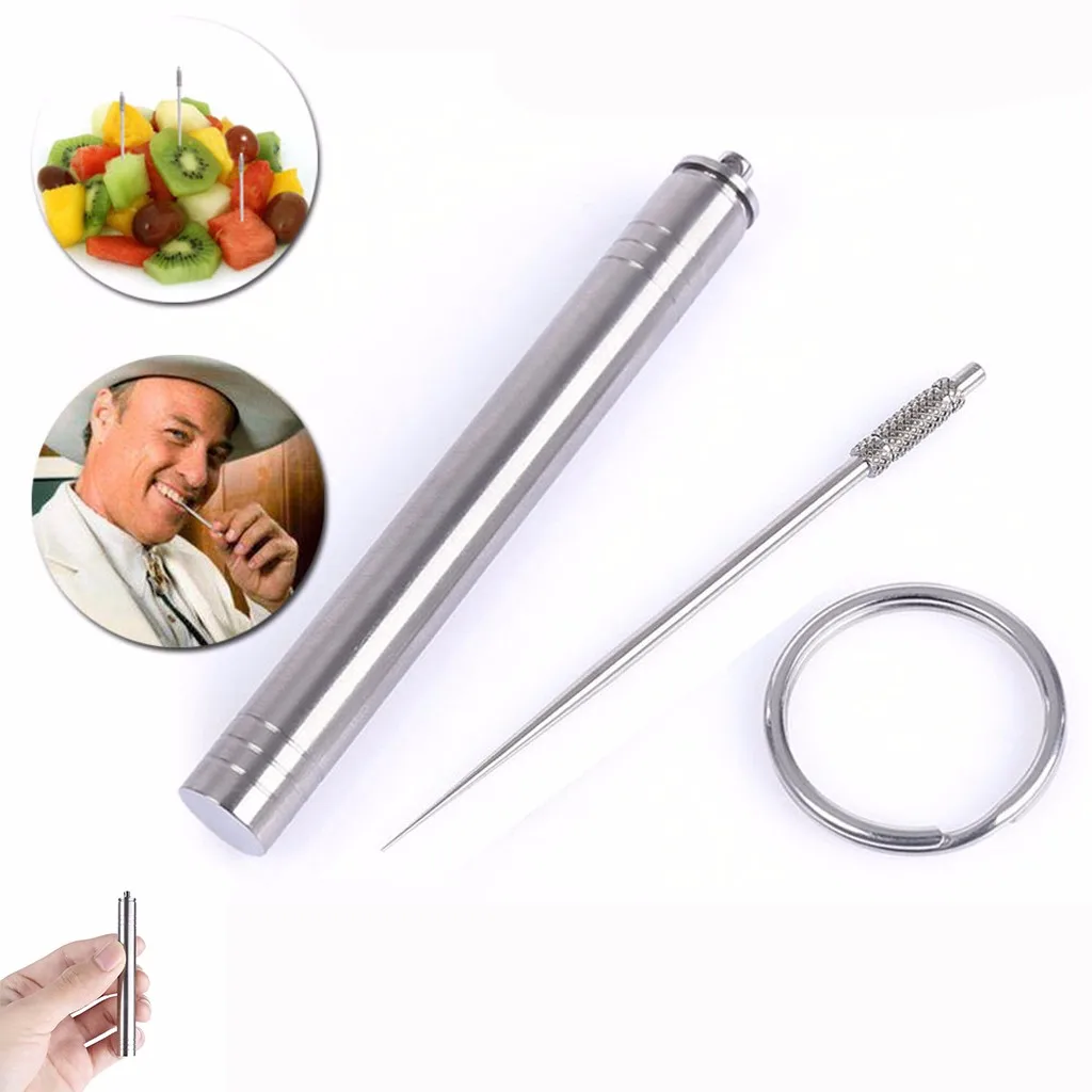 

EDC Titanium Rustproof Toothpick Fruit Fork Survival Hygiene Travel Kit TC4 Ti
