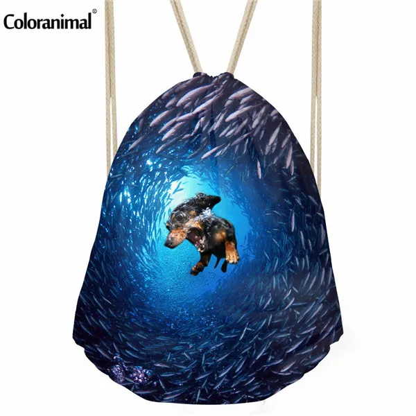 Coloranimal Женская Повседневная сумка на шнурке с принтом в виде акулы для подростков мальчиков, дорожная пляжная сумка, Мужская школьная сумка - Цвет: C0302Z3