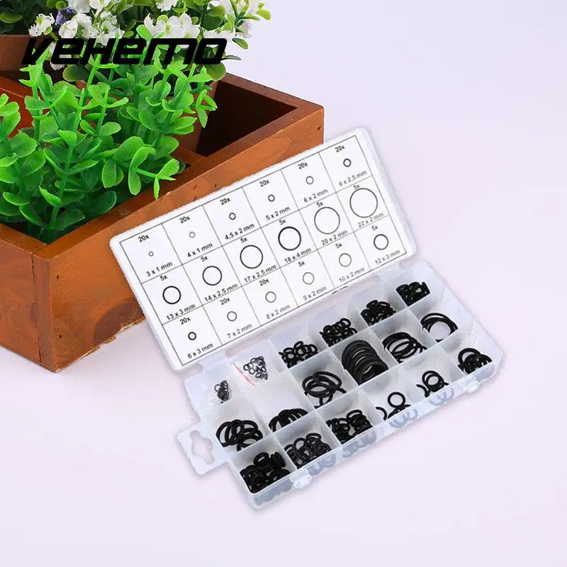 

225Pcs 18 Sizes Car Vehicle Rubber O-Ring Washer Seals Gasket Assortment Set