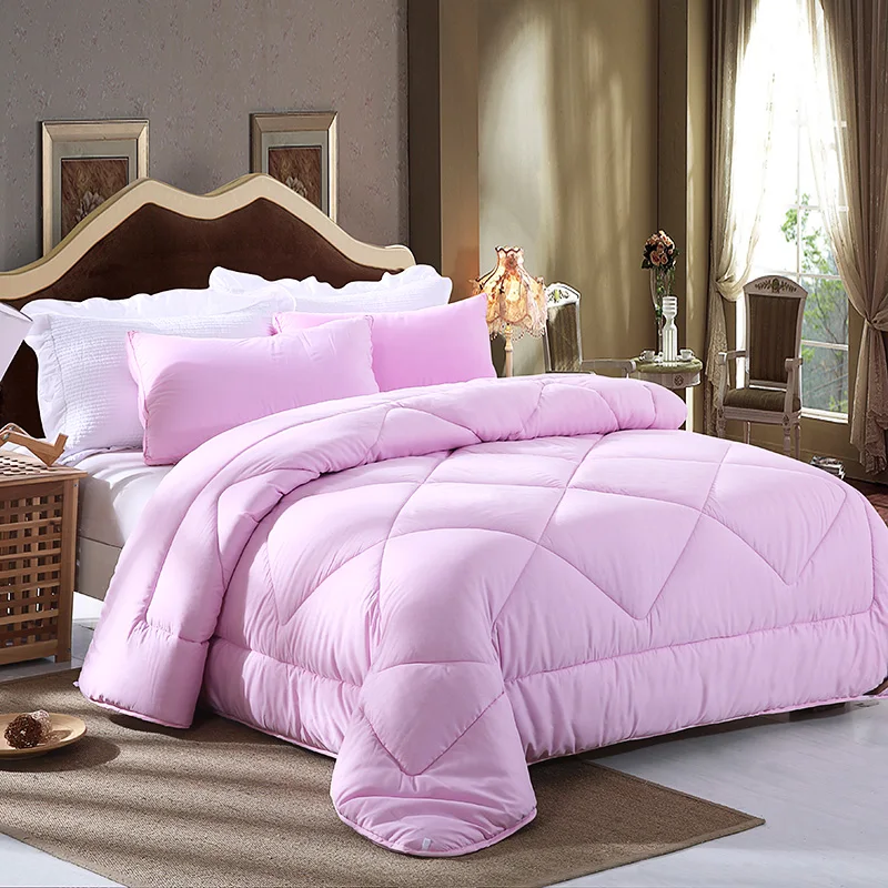 New Hot Warm Fashion Comforters Solid Pink Quilt Twin Full Queen
