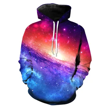 

ZOGAA 2018 Spring Autumn New Galaxy Star Sky Glamorous Men's Clothing 3D Digital Long Sleeve Hat Guard mens hoodies Harajuku