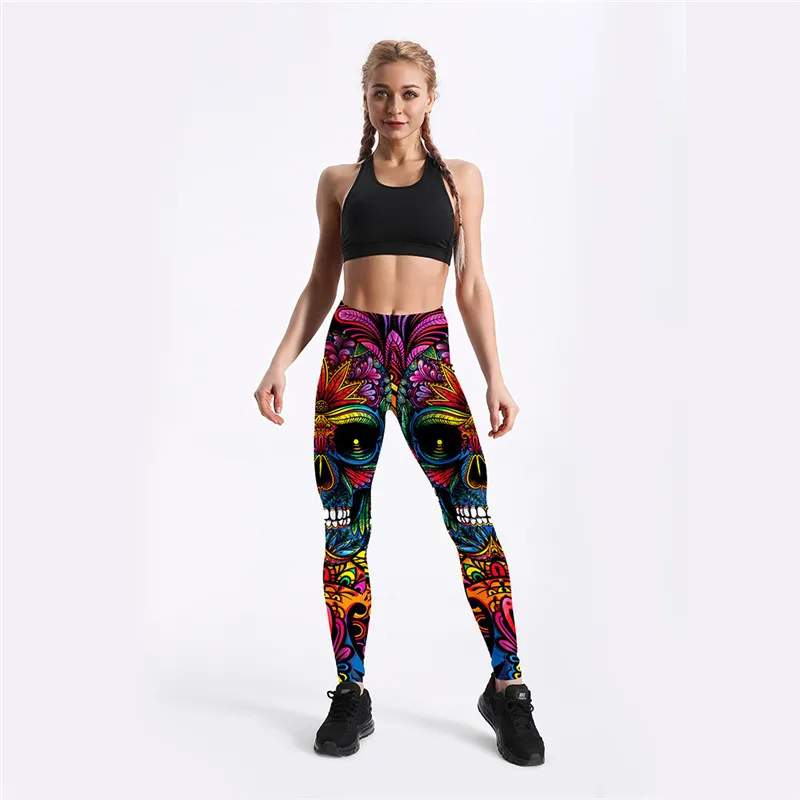 Plus Size 4XL Leggings Fitness Slim Women's Black&White skull mas Legging Sexy Fashion Stretch Digital Print Pants Cool Trousers lululemon leggings