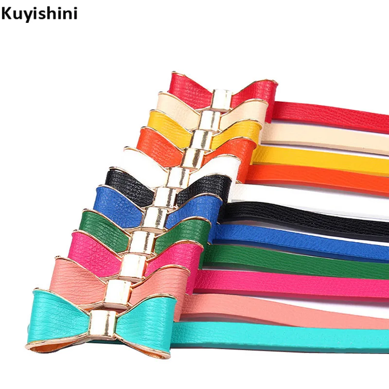 New Summer Ladies Cute Belt Leopard Candy Belts for Women Bow PU Faux