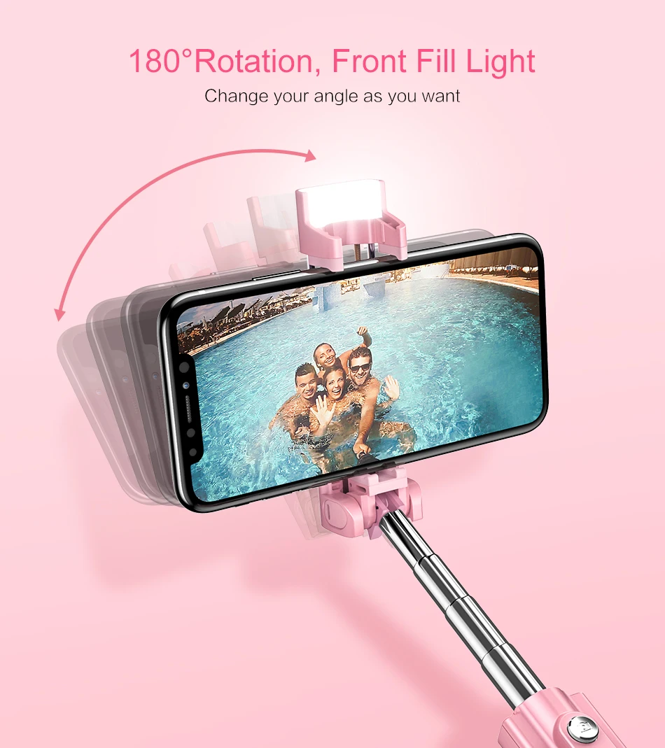 RAXFLY Мини Bluetooth селфи-палка для iPhone XS Max XR X 8 7 6 Plus светодиодный складной ручной монопод-вспышка для Xiaomi MI8