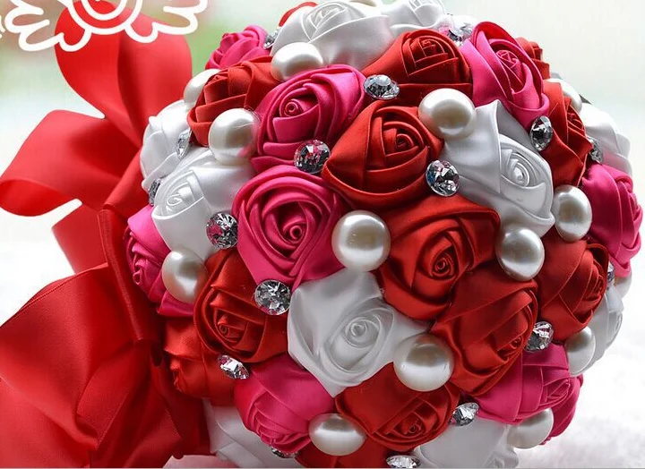 Дешевая атласная ручная работа цветы Свадебный букет Весна невесты свадьба подружки невесты ручной работы 2019 Топ продажа