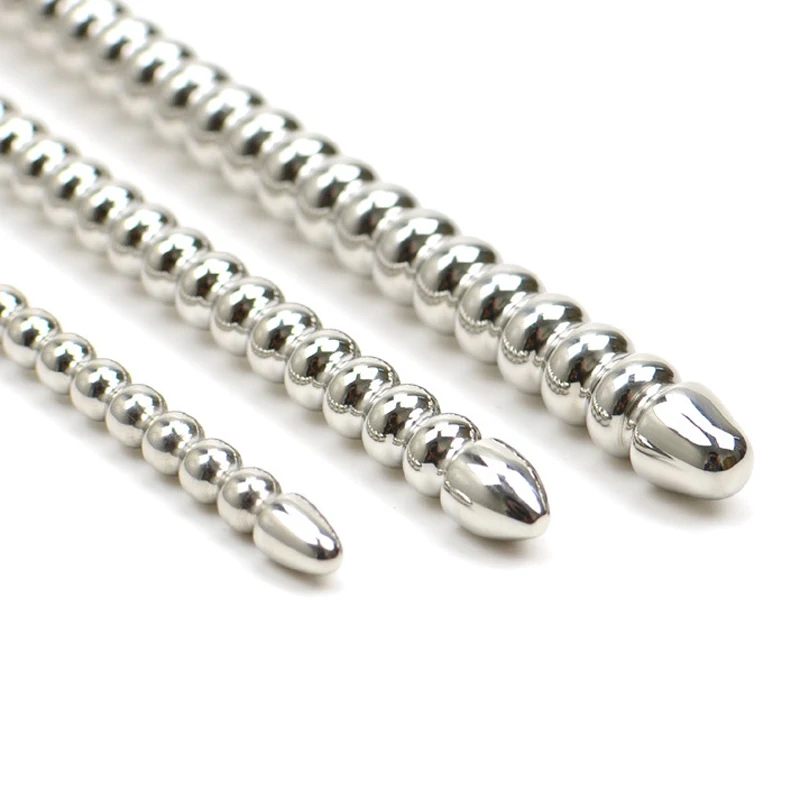 6mm/8mm/10mm Beads Penis Plug Urethral Sounds Dilator Metal Stainless Steel Urethra Beaded Insert Rods Sounding Sex Toys For Men