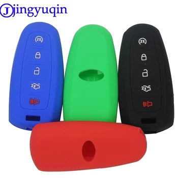 

jingyuqin 10ps 5 Buttons Silicone Key Cover For Ford Escape Explorer Edge Flex Focus Taurus Lincoln Mks Car Key Case For Car